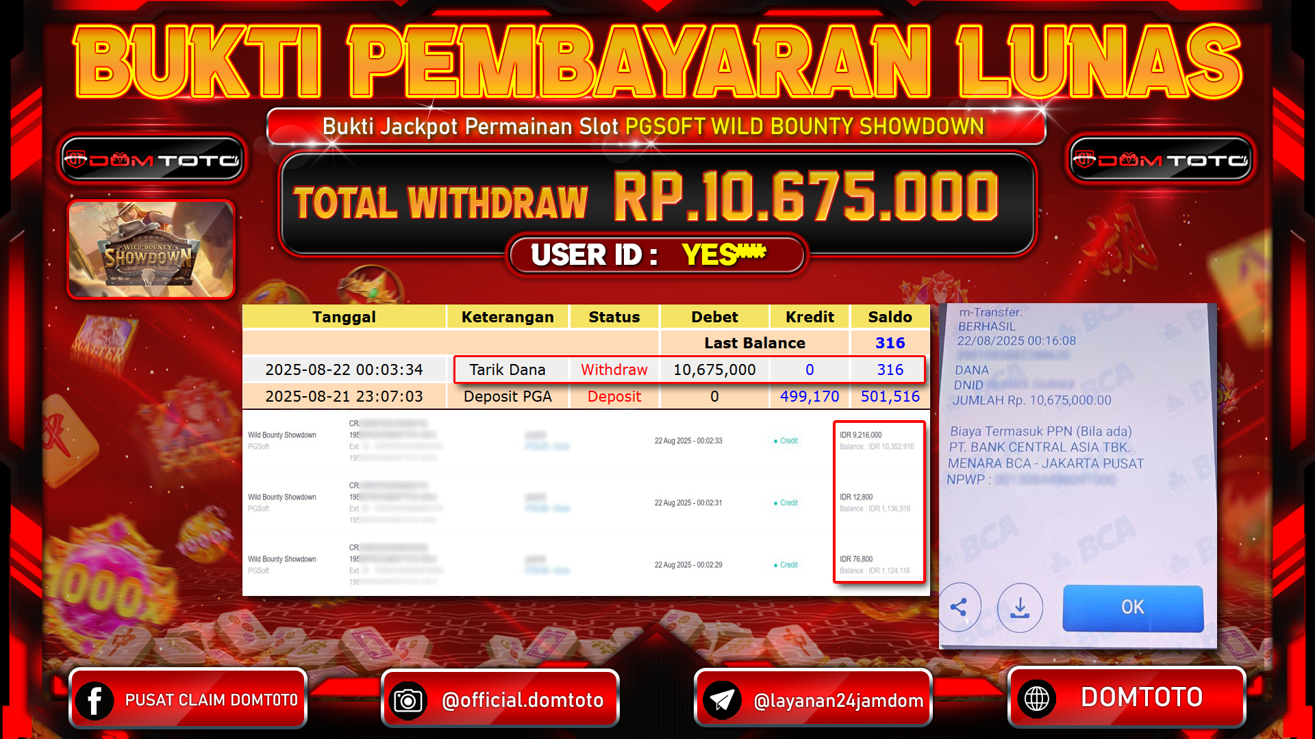JACKPOT SLOT WILD BOUNTY SHOWDOWN 21 AGUSTUS  2025